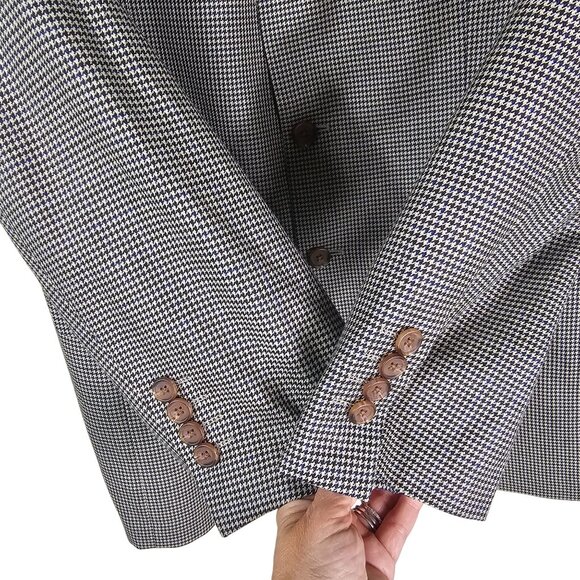 Ralph Lauren Houndstooth Blazer Jacket 42R Silk & Wool Blend Quiet Luxury Preppy - Picture 10 of 11